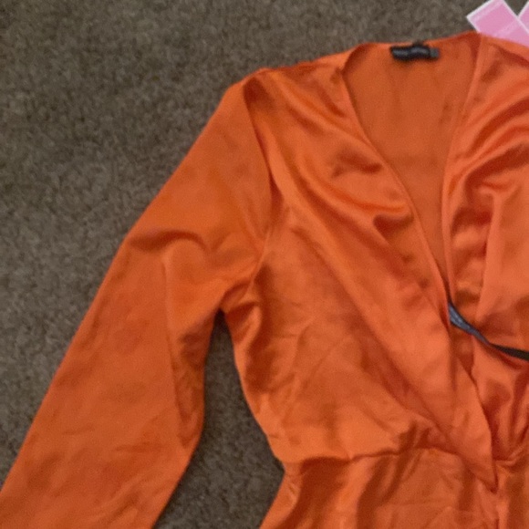 PrettyLittleThing | NWT Orange Silky-Like Dress *Read Description* - Picture 4 of 11